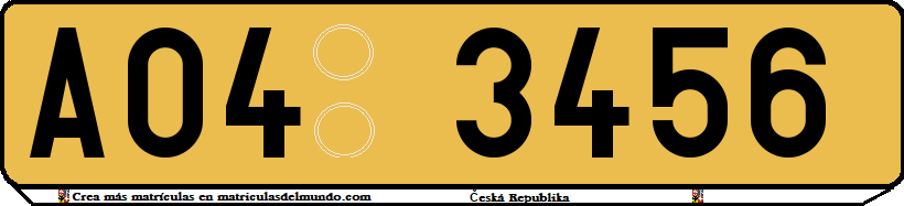 Matrícula de tractor de República Checa amarilla