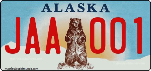 Matrícula de Alaska con diseño de oso especial para centenario 1997 a 2004 GOLD RUSH CENTENNIAL