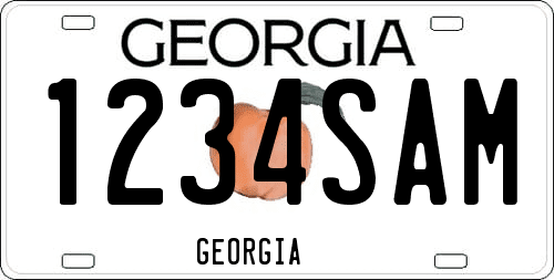 Matrícula americana de coche de Georgia normal con melocotón GEORGIA.GOV