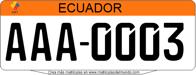 Genera tu propia matricula de Ecuador de tres letras / Generate your own license plate from Ecuador with three letters