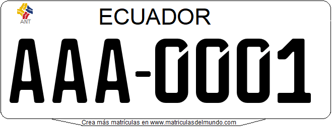 Matrícula de coche de Ecuador actual