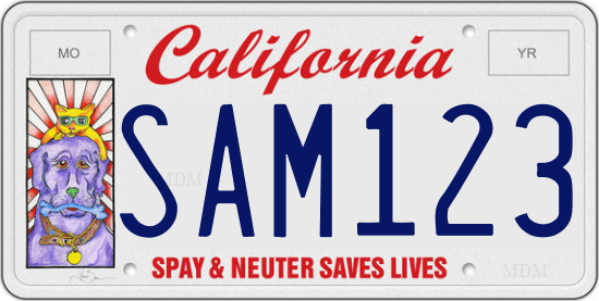Matrícula de coche de California para Pet Lover de ejemplo de 2012
