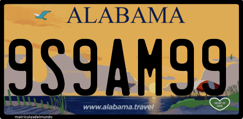 Matrícula americana grande de coche gratis de Alabama