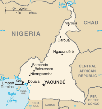 Mapa de Camerún político actualizado