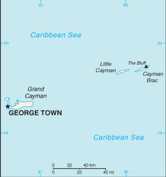 Mapa de Islas Cayman político actualizado
