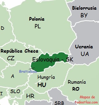 Mapa de Eslovaquia político actualizado