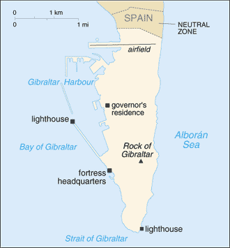 Mapa de Gibraltar político actualizado