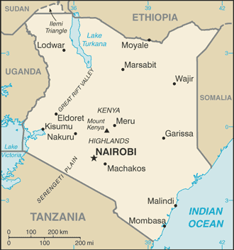 Mapa de Kenia político actualizado
