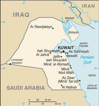Mapa de Kuwait político actualizado