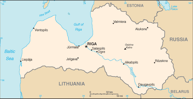 Mapa de Letonia político actualizado