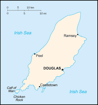 Mapa de Isla de Man político actualizado