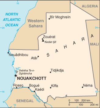Mapa de Mauritania político actualizado