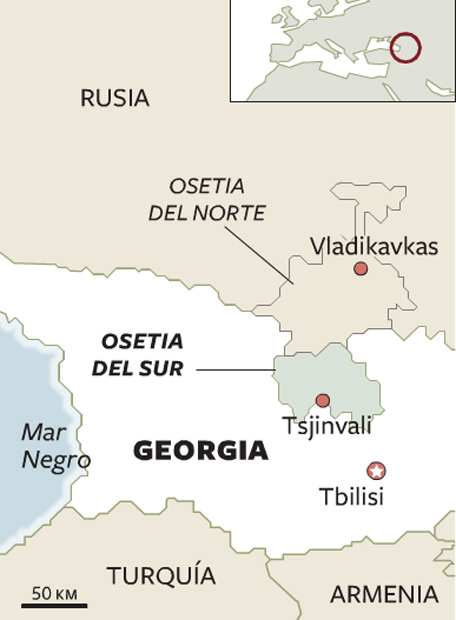 Mapa de Osetia del Sur político actualizado
