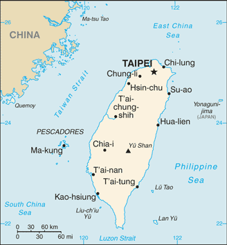 Mapa de Taiwan político actualizado