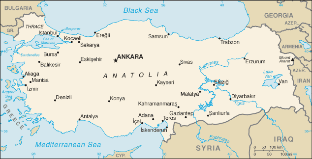 Mapa de Turquía político actualizado