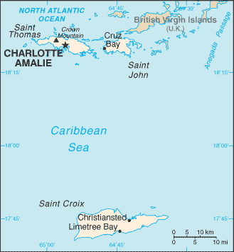 Mapa de Islas Vírgenes Estadounidenses político actualizado