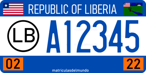 Matrícula de coche de Liberia para vehículo privado