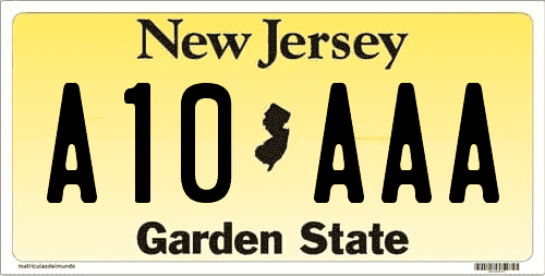 Matrícula de coche de Nueva Jersey amarillo Garden State actual
