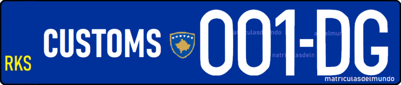 matrícula de Kosovo de coche de aduanas customs color azul