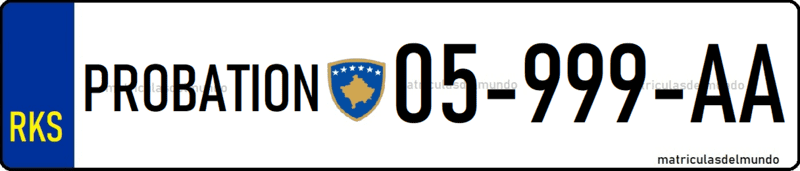 matrícula de Kosovo de coche PROBATION para concesionarios