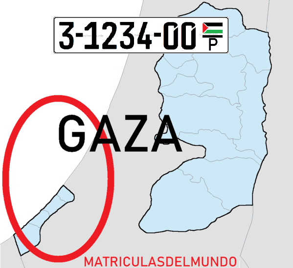 Mapa de las matrículas de la Franja de Gaza