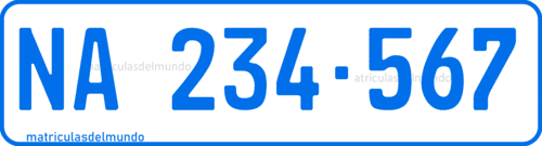 matrícula de coche de KwaZulu-Natal con letras azules NA234567