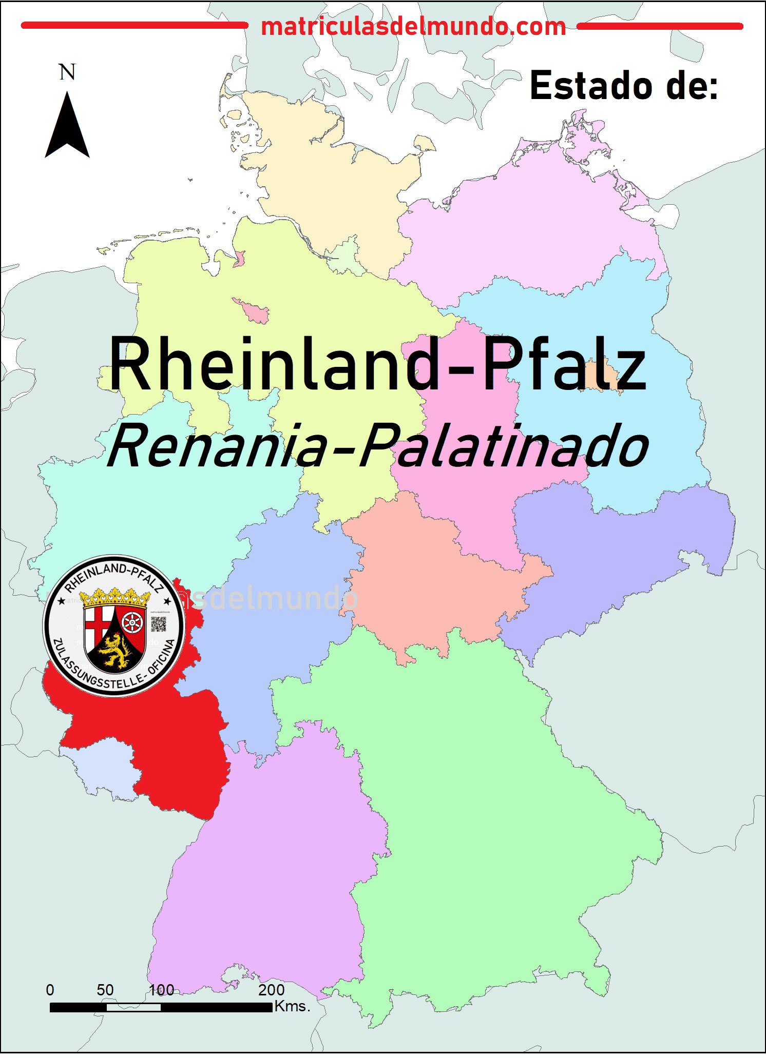 Kartenbild von Renania-Palatinado