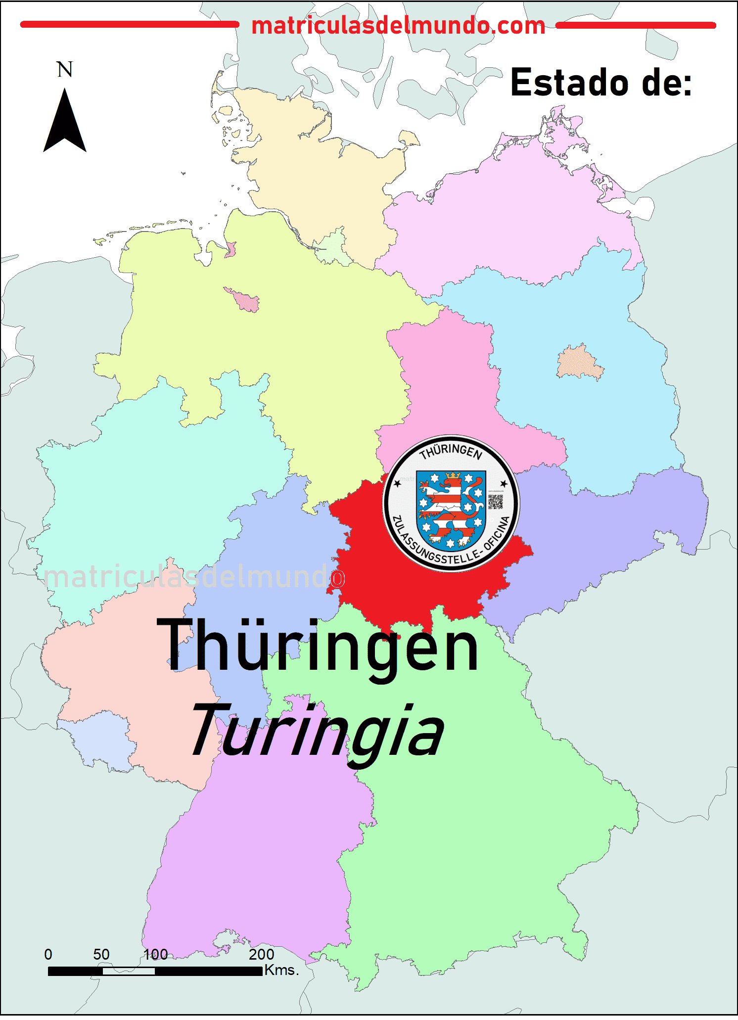 Kartenbild von Turingia