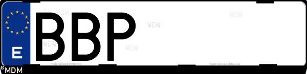 Matrícula española BBP, correspondiente al año 2000
