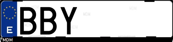 Matrícula española BBY, correspondiente al año 2000