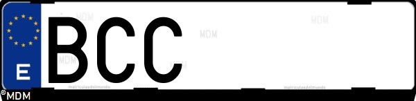 Matrícula española BCC, correspondiente al año 2000