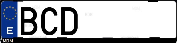 Matrícula española BCD, correspondiente al año 2000