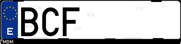 Matrícula española BCF, correspondiente al año 2000