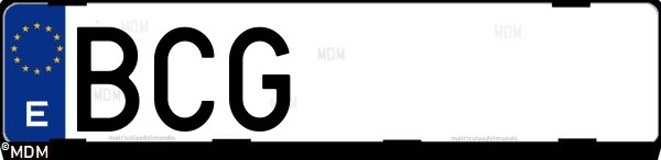 Matrícula española BCG, correspondiente al año 2000