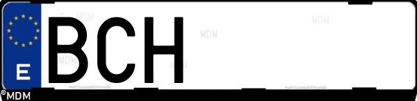 Matrícula española BCH, correspondiente al año 2000