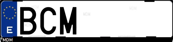 Matrícula española BCM, correspondiente al año 2000