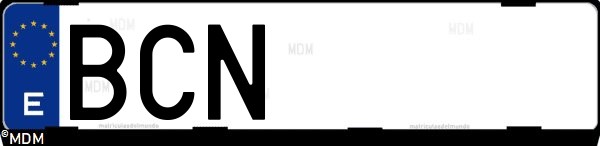 Matrícula española BCN, correspondiente al año 2000