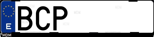 Matrícula española BCP, correspondiente al año 2000
