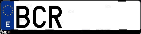 Matrícula española BCR, correspondiente al año 2000