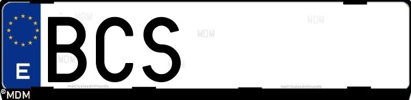 Matrícula española BCS, correspondiente al año 2000