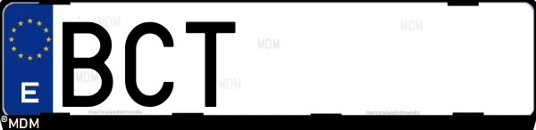 Matrícula española BCT, correspondiente al año 2000