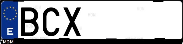 Matrícula española BCX, correspondiente al año 2000