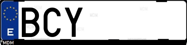 Matrícula española BCY, correspondiente al año 2000