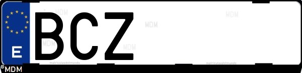 Matrícula española BCZ, correspondiente al año 2000
