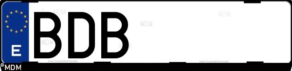 Matrícula española BDB, correspondiente al año 2000