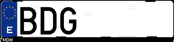 Matrícula española BDG, correspondiente al año 2000