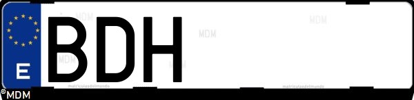 Matrícula española BDH, correspondiente al año 2000