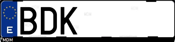 Matrícula española BDK, correspondiente al año 2000