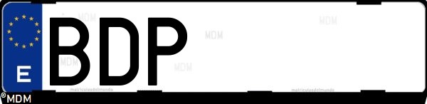 Matrícula española BDP, correspondiente al año 2000