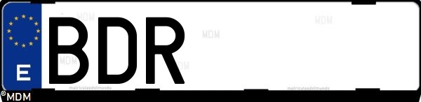 Matrícula española BDR, correspondiente al año 2000